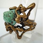vintage modernist brass and turquoise ring