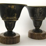 vintage pair french 1920s bronze and marble urns