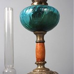 Antique French Glass and Marble Oil Lamp