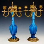 antique 1850s french gilt bronze and pottery candelabra