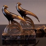 vintage 1930s french art deco pheasant book ends