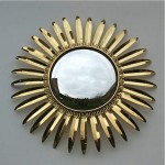 vintage 1950s french metal sunburst wall mirror