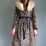 vintage 1970s faux leopard shearling collar coat