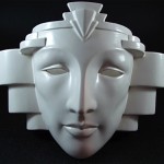 vintage 1980s ceramic face mask wall sconce