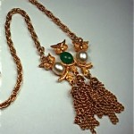 vintage hobe three owl jelly belly pendant necklace