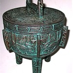 vintage midcentury cast metal asian ice bucket