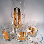vintage midcentury martini pitcher and glasses