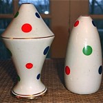 vintage pair portugal polka dot bud vases
