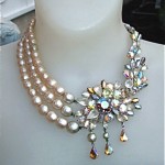 vintage schiaparelli rhinestone and pearl necklace