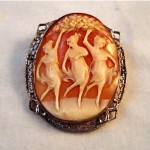 vinatge art deco sterling carved shell cameo brooch pendant