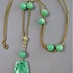 vintage 14k carved jade necklace