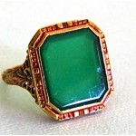 vintage 14k rose gold and jade ring