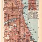 vintage 1914 map of chicago for framing