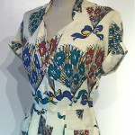 vintage 1940s novelty fan print dress