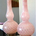 vintage 1950s marbro seguso murano pink venetian glass lamps