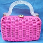 vintage 1960s hot pink plastic wicker handbag