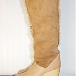 vintage 1970s cherokee shearling rubber wedge boots