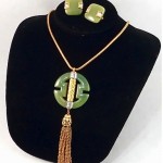 vintage 1976 givenchy jade lucite necklace and earrings