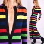vintage 1980s rainbow stripe maxi sweater dress