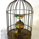vintage animated brass bird cage alarm clock