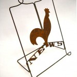 vintage art deco chase brass and copper newspaper rooster rack