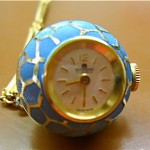 vintage boucher enamel globe watch necklace