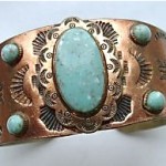 vintage copper and turquoise bracelet