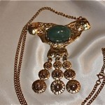 vintage faux jade dangle necklace