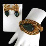 vintage har tourmaline clamper bracelet earrings