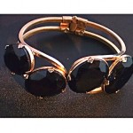 vintage juliana black faceted glass bracelet and earrings