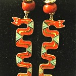 vintage laurel burch enamel serpent earrings