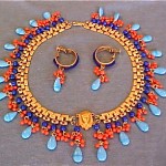 vintage miriam haskell egyptian revival necklace earrings