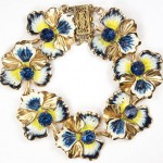vintage nettie rosenstein sterling enameled pansies bracelet
