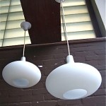 vintage pair 1960s white glass ceiling lamps