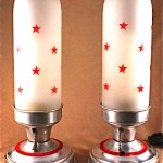 vintage pair art deco machine age chrome boudoir lamps