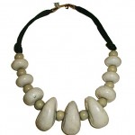 vintage pierre cardin clay bead and rope necklace