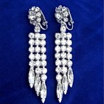 vintage sherman rhinestone crystal drop earrings