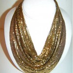 vintage whiting and davis gold mesh draped bib necklace