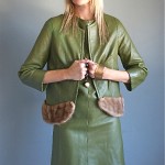 vintage 1960s leather and mink dress and jacket set