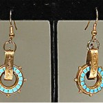 antique 1880s victorian gold filled turquoise enamel earrings