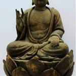 antique chinese very large carved wood buddha
