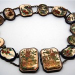 antique meiji japanese satsuma pottery belt