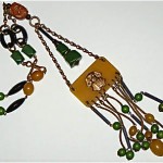 vintag art deco chinese carved mala two face bakelite necklace