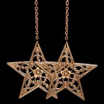 vintage 1920s brass filigree star earrings