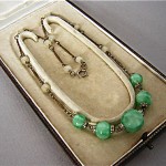 vintage 1920s czech peking jade glass necklace