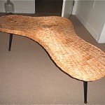 vintage 1950s biomorphic rattan coffee table