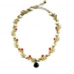 vintage 1950s rhinestone coral pearl necklace