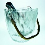 vintage 1960s scandinavian ice bucket bamboo handle