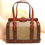 vintage 1968 john romain tweed and leather handbag