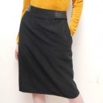 vintage 1980s wool pencil skirt with leather panels